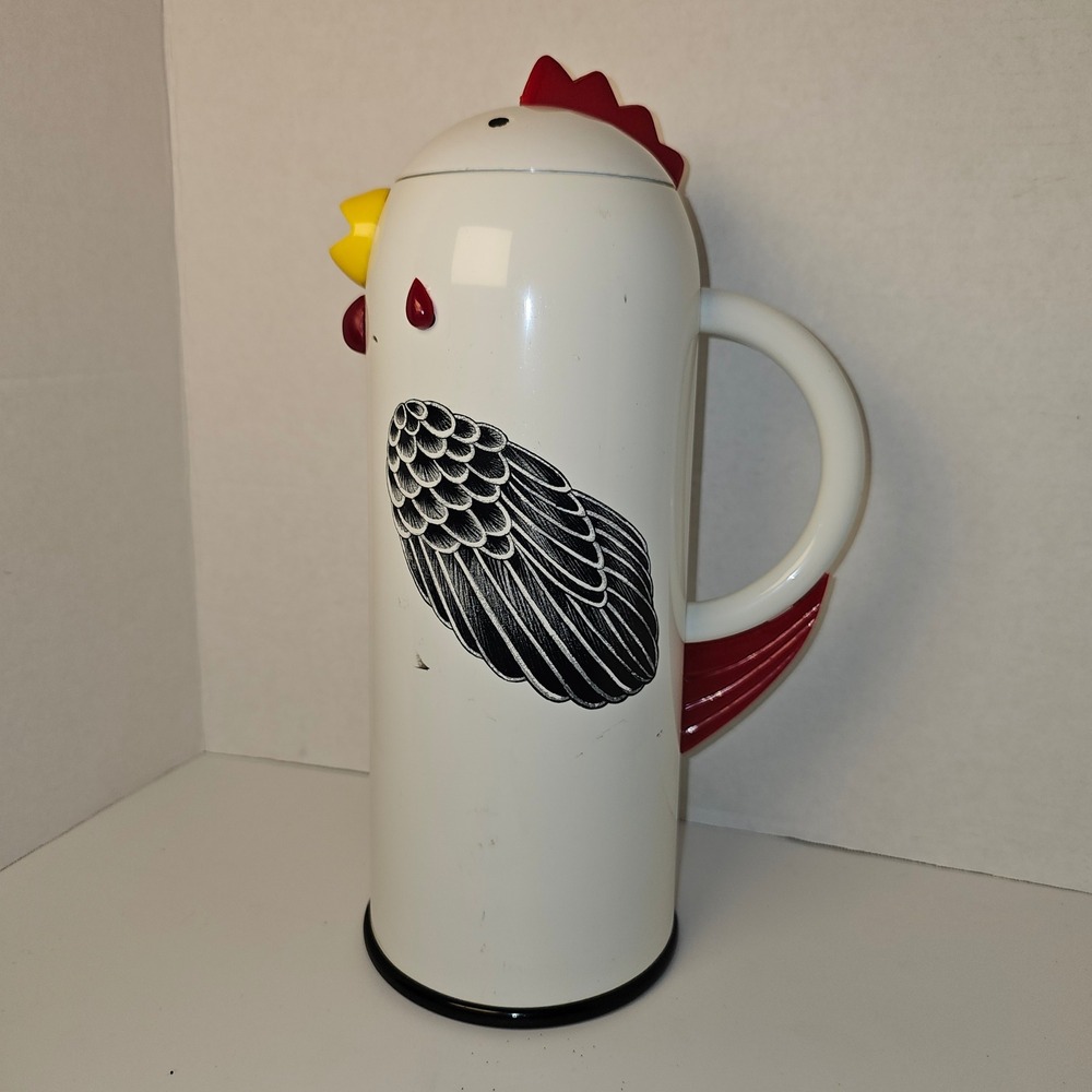 Vintage 1993 Kamenstein Chicken Thermal Carafe Pitcher‎ White Red Rooster